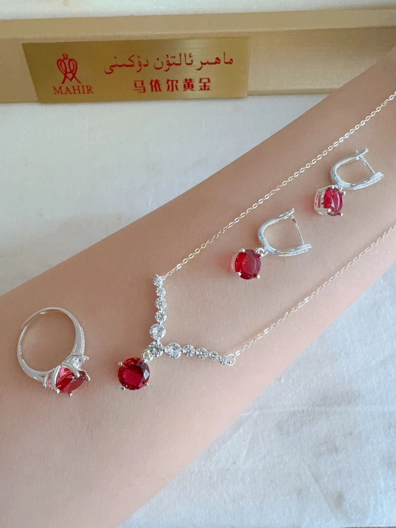 坠链均足银 足银套装（时尚手工项链、耳扣，戒指）160