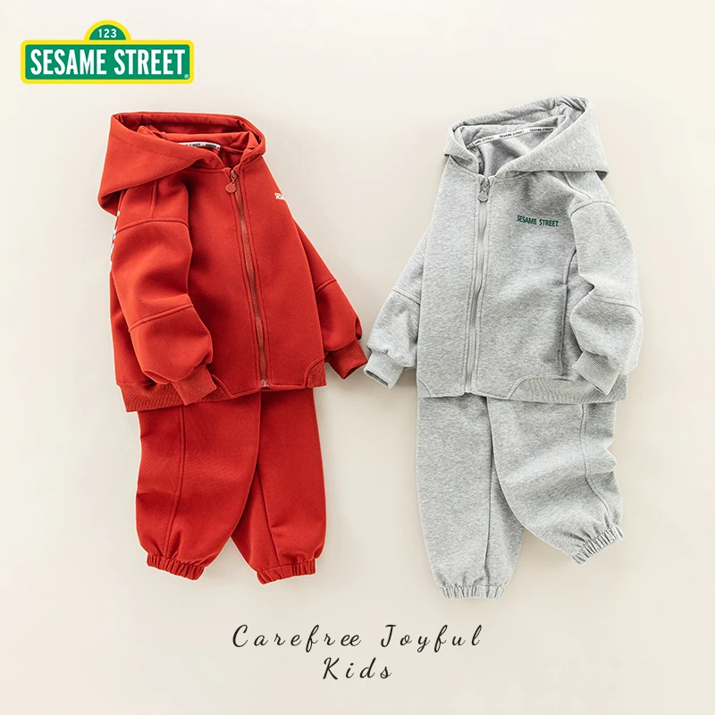 【ZB】芝麻街春季新款儿童连帽印花运动套装ZMCA012