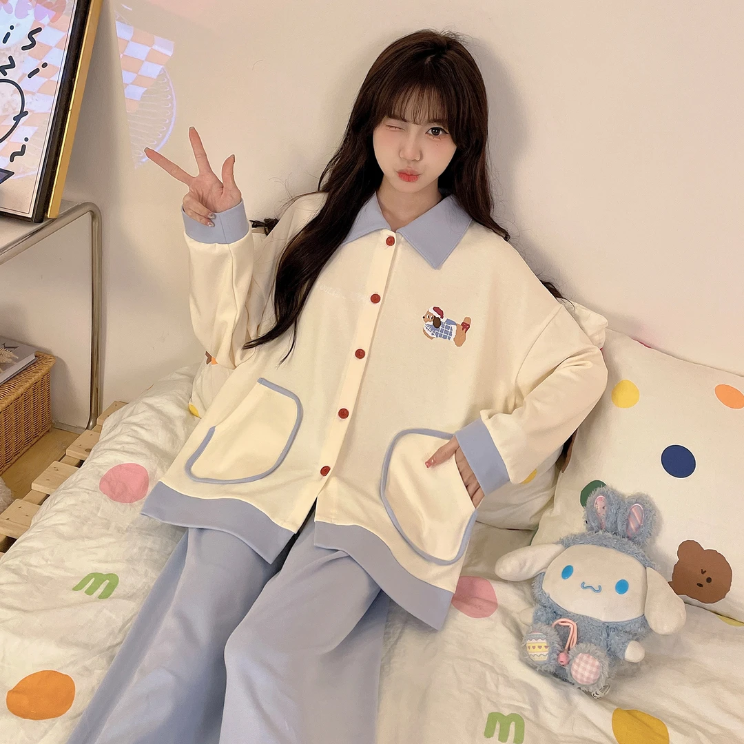 长袖家居服女款爆款2025新款春秋季高颜值女大学生可外穿睡衣套装