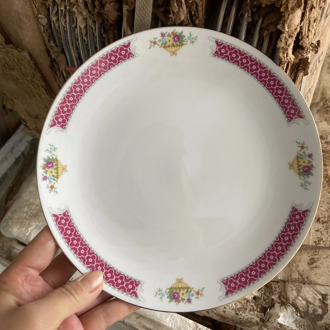 复古港式老式陶瓷菜盘8英寸原矿泥家用商用好瓷盘微瑕耐用好瓷