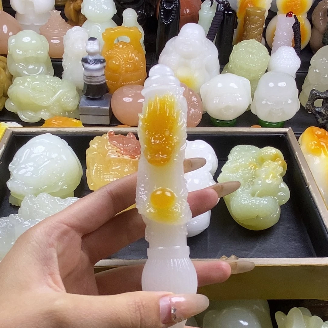 无花朵原石雕刻把件