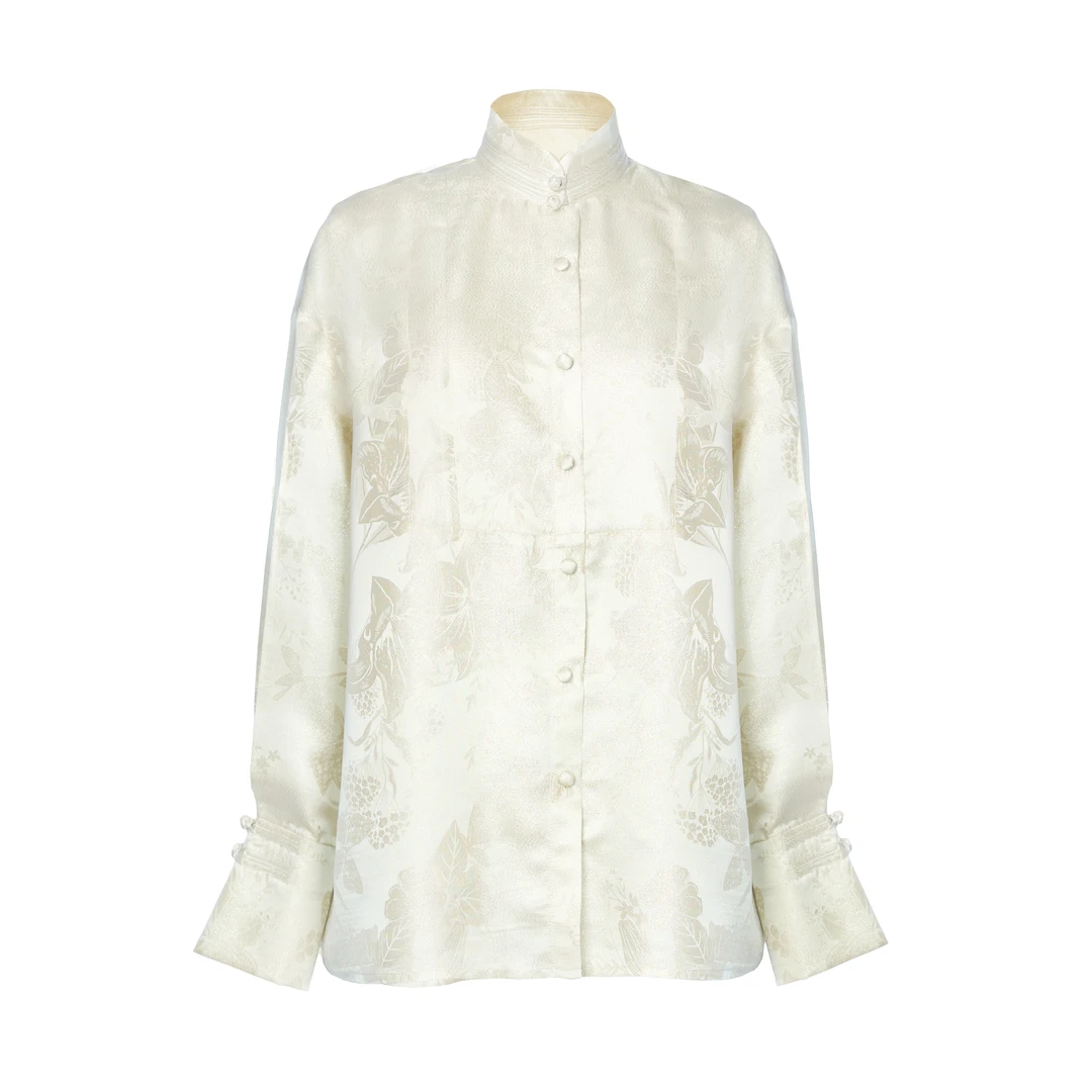 【折扣号专属】JUNYANG杨君 初绽芳华织金中式立领衬衫