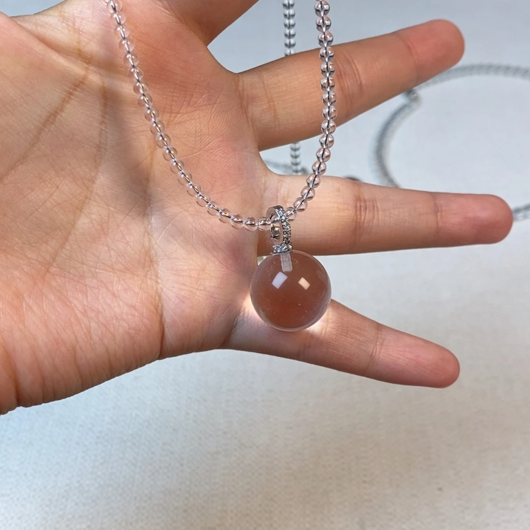 项链白水全净体 圆珠3圆珠吊坠