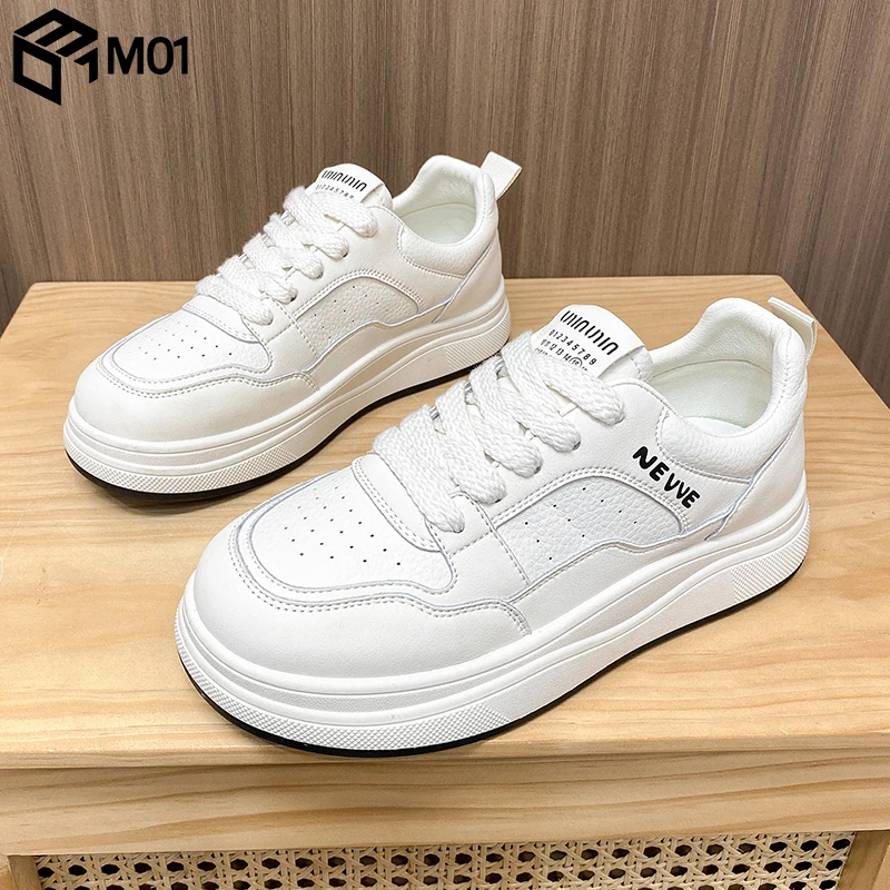 M01爆款厚底小白女鞋2025年春季新款板鞋百搭洋气平底休闲运动鞋