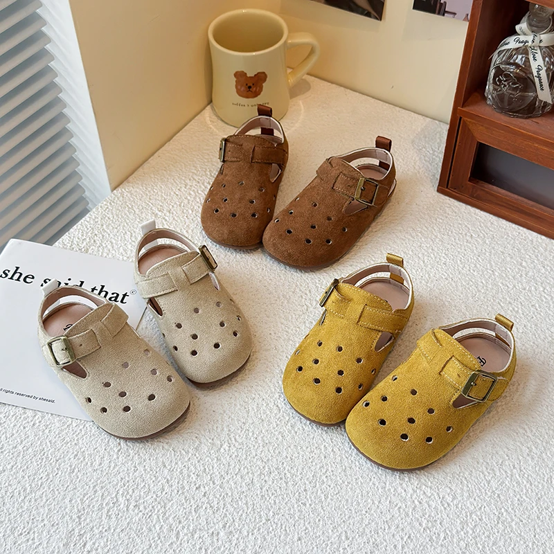 儿童春夏新款女童镂空勃肯鞋男宝鞋子男童洋气小婴女宝拖鞋凉鞋