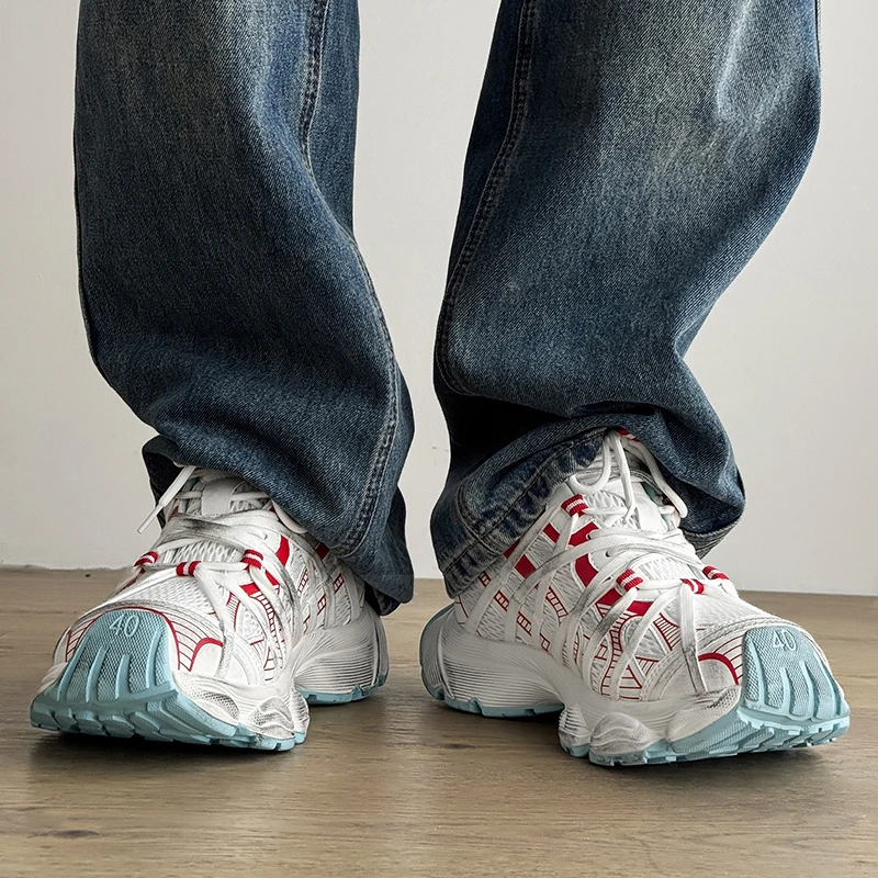 隐形7cm增高秋季新款厚底鞋高绑带复古休闲鞋透气青年潮男女同款