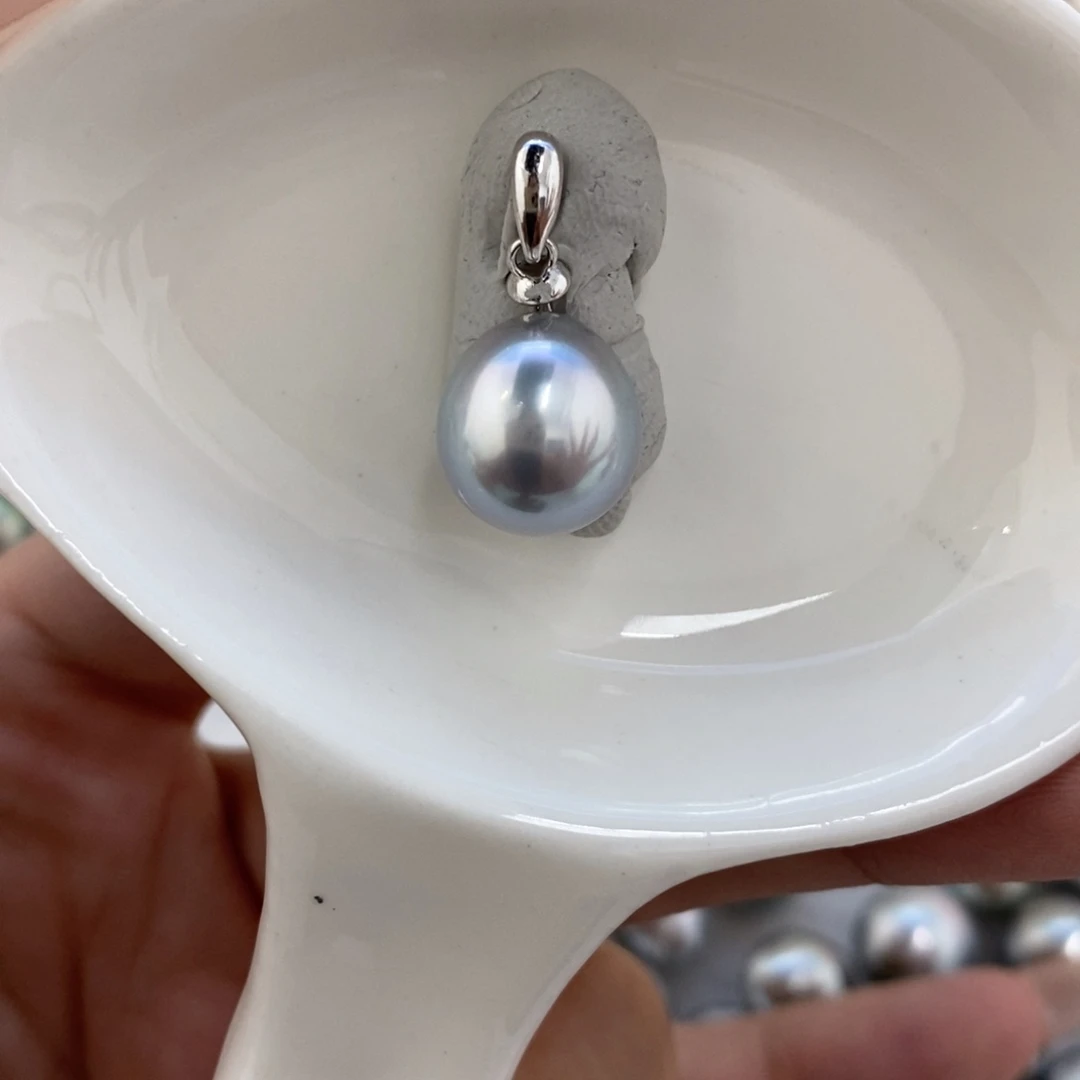 未镶嵌裸珠海水珍珠铂金灰单珠11+