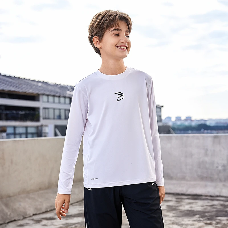Nike 3BRAND春季儿童男童装户外运动舒适圆领长袖T恤RWB-LK-1226