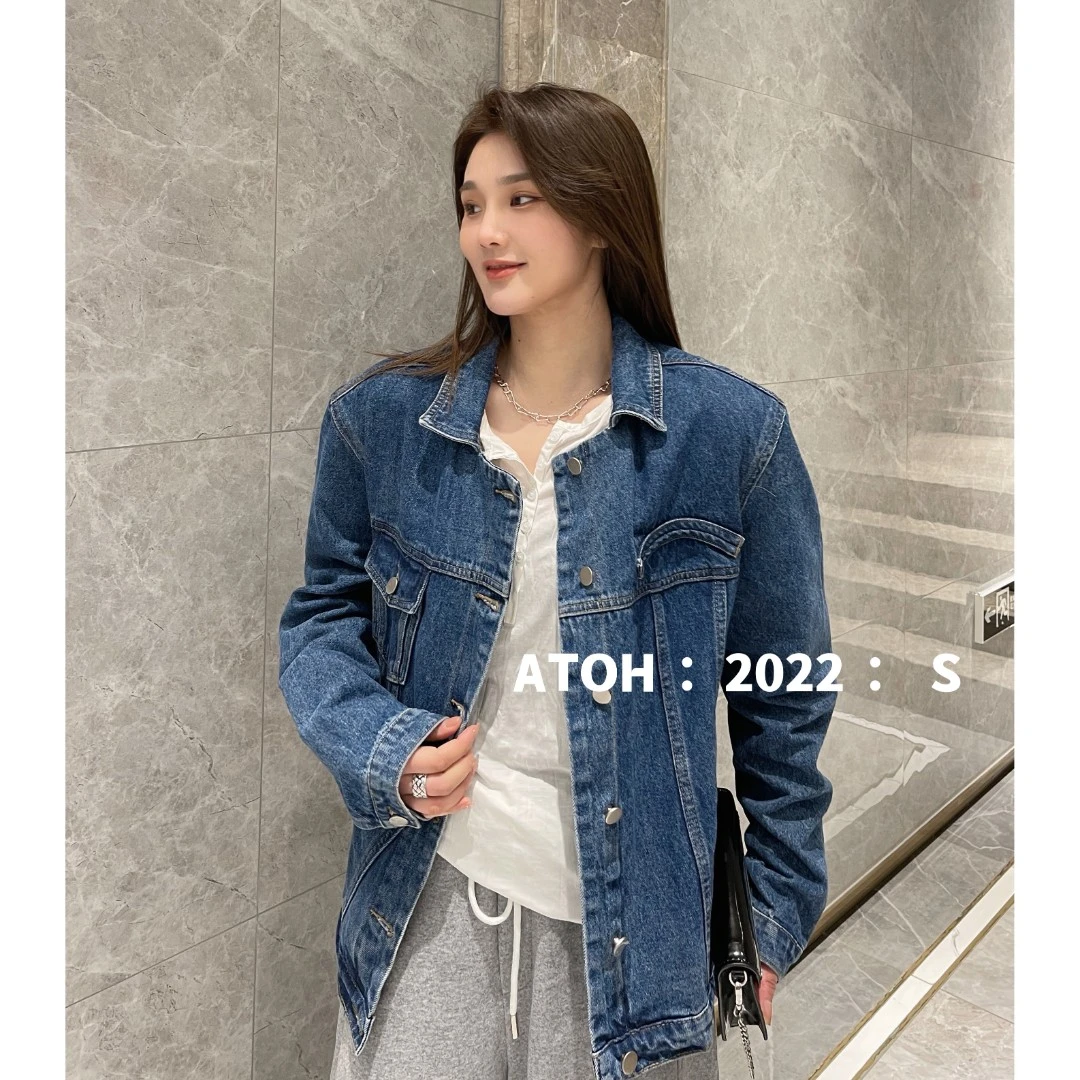 复古牛仔外套春季新款中长款BF风盐系设计感开衫上衣女装WT006