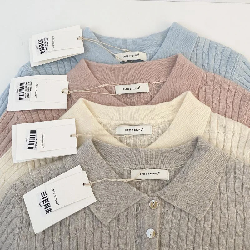 ZZS5069 韩单2025春款现货洋气翻领减龄亲肤短袖针织衫女 49