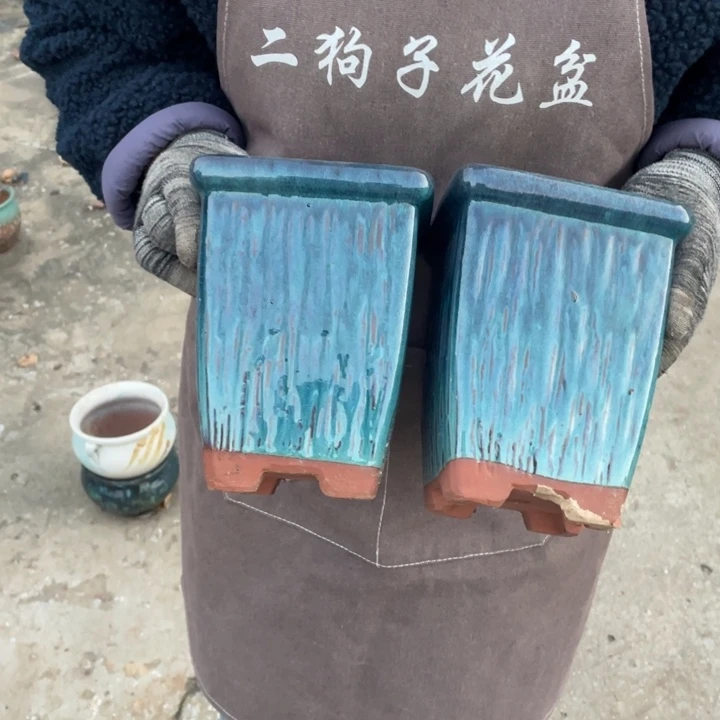 紫砂花盆口14高19瑕疵瑕疵