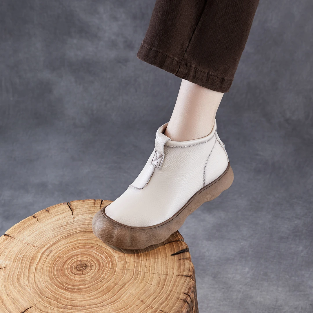 头层牛皮复古短靴女2025秋冬新款女士单靴休闲舒适真皮软底妈妈鞋