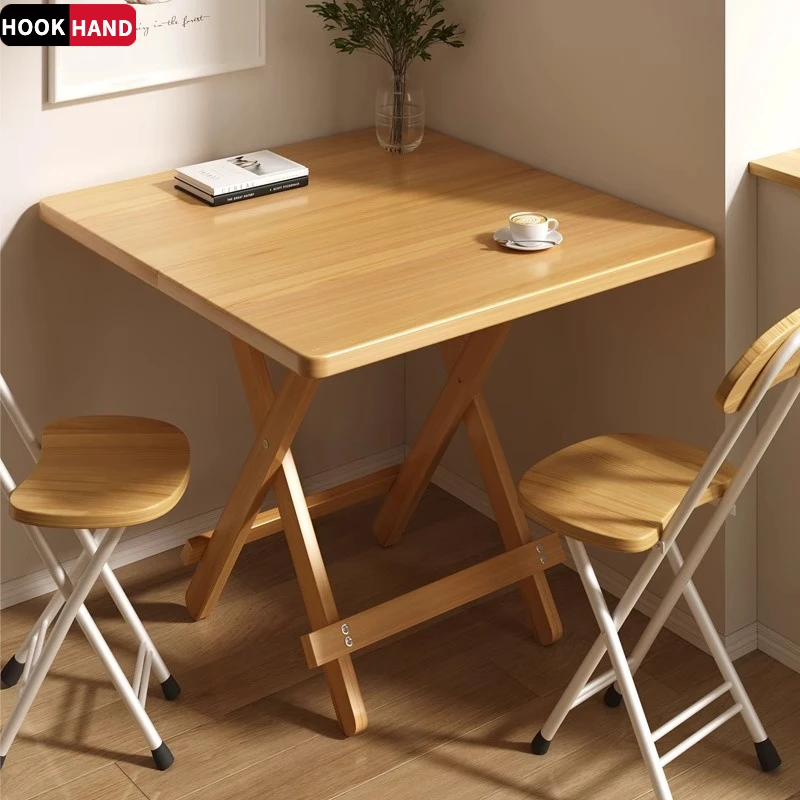 折叠桌子小户型实木方桌阳台简易吃饭桌子户外摆摊饭桌正方形餐桌