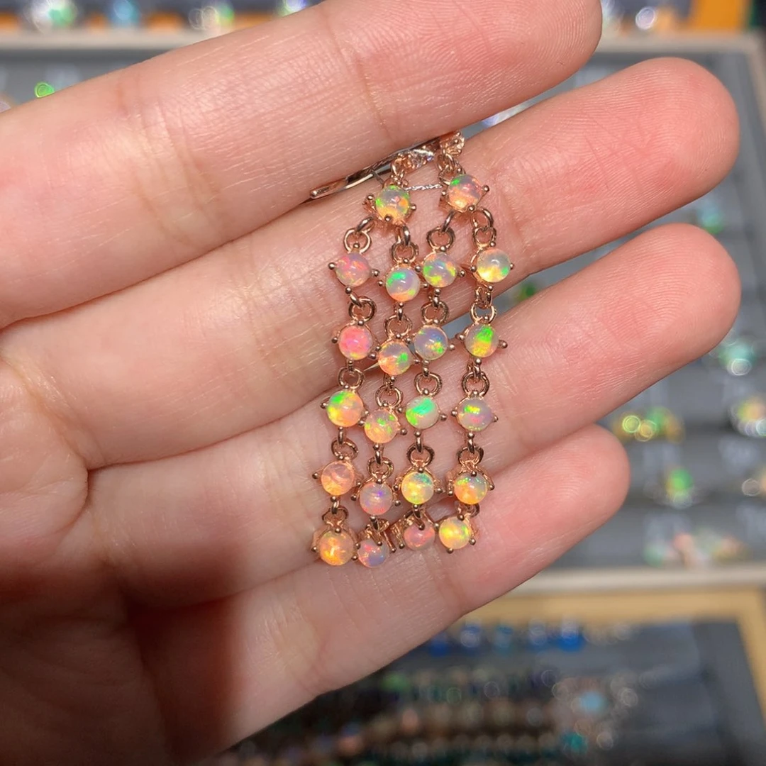 银S925镶嵌欧泊欧泊耳饰y