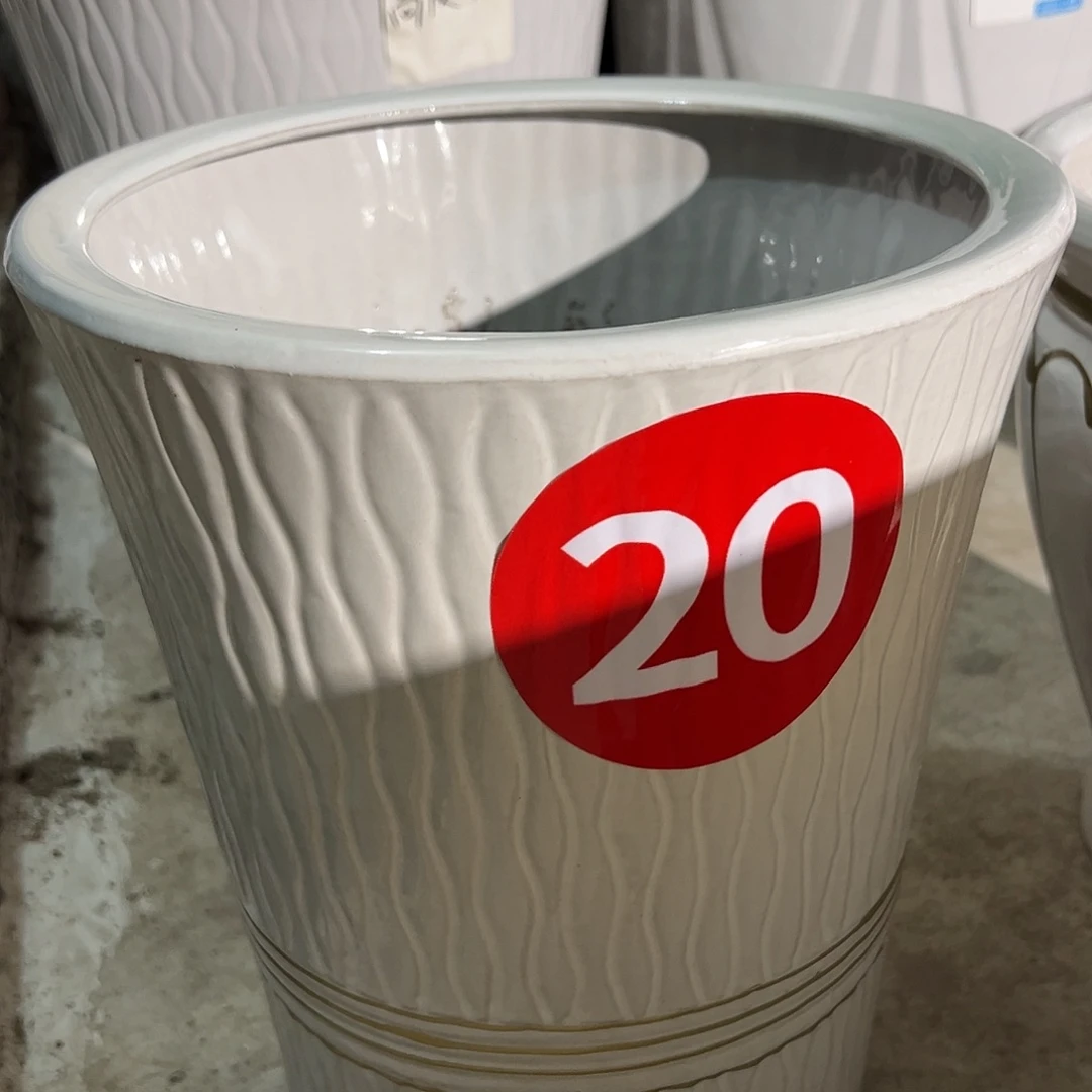 三线木纹款中号口26高32陶瓷花盆1个