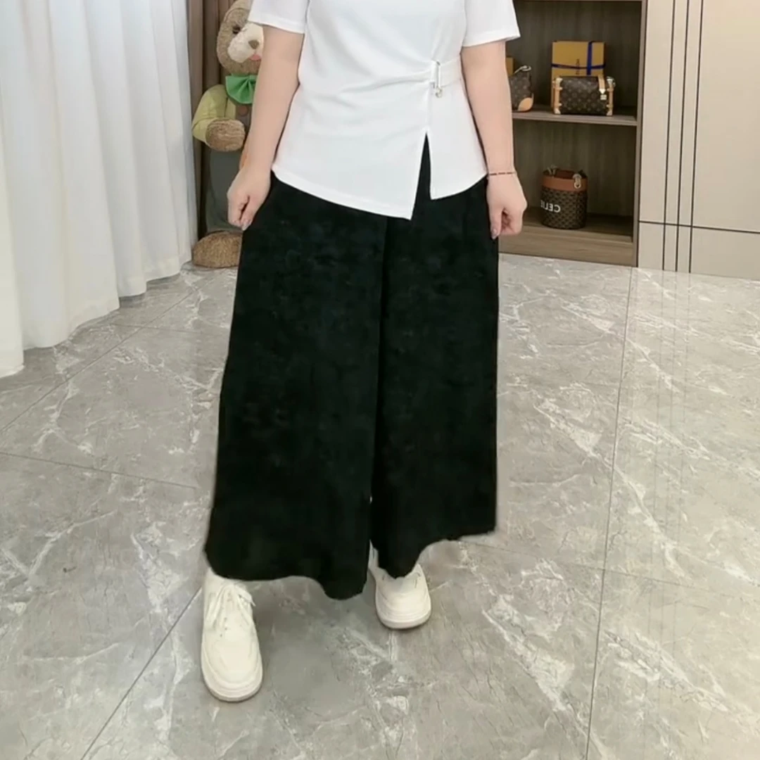 【淼淼】大码女装夏季新款高腰显瘦扎染风阔腿裤裙3057