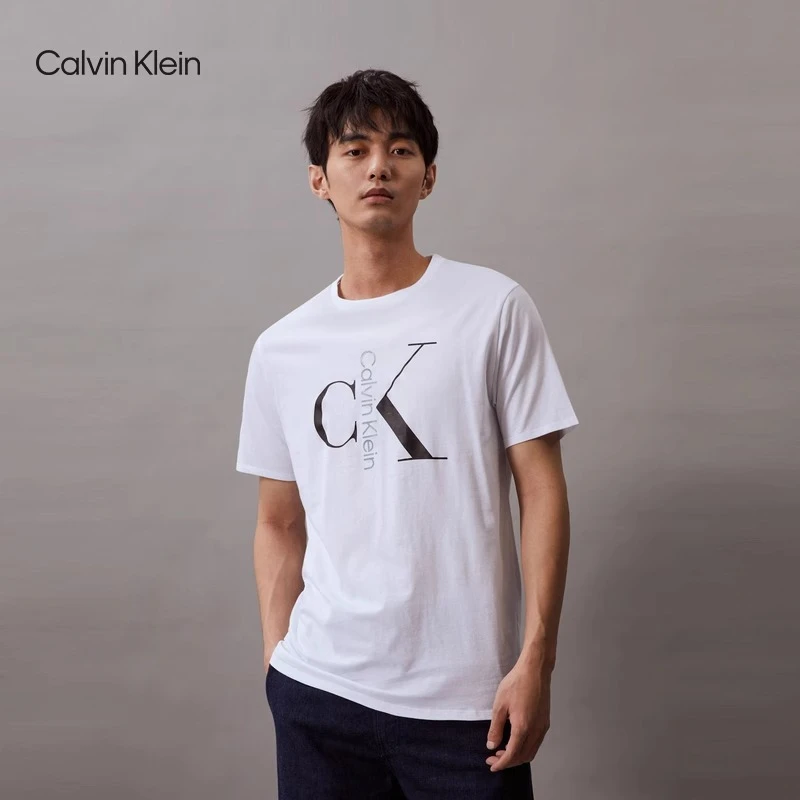 CK Jeans夏季男士休闲通勤经典大字母印花纯棉短袖T恤