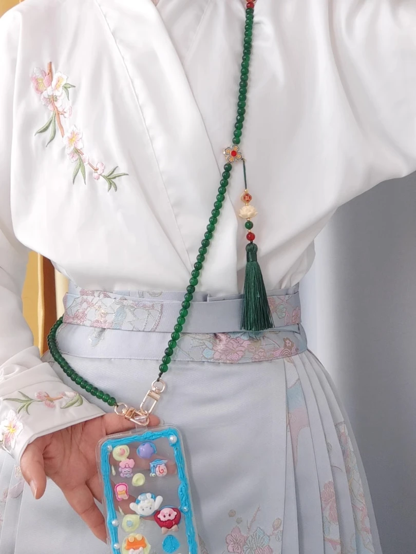 原创新款新中式国风手机链条斜挎挂绳挂链可背串珠配饰品防丢链子