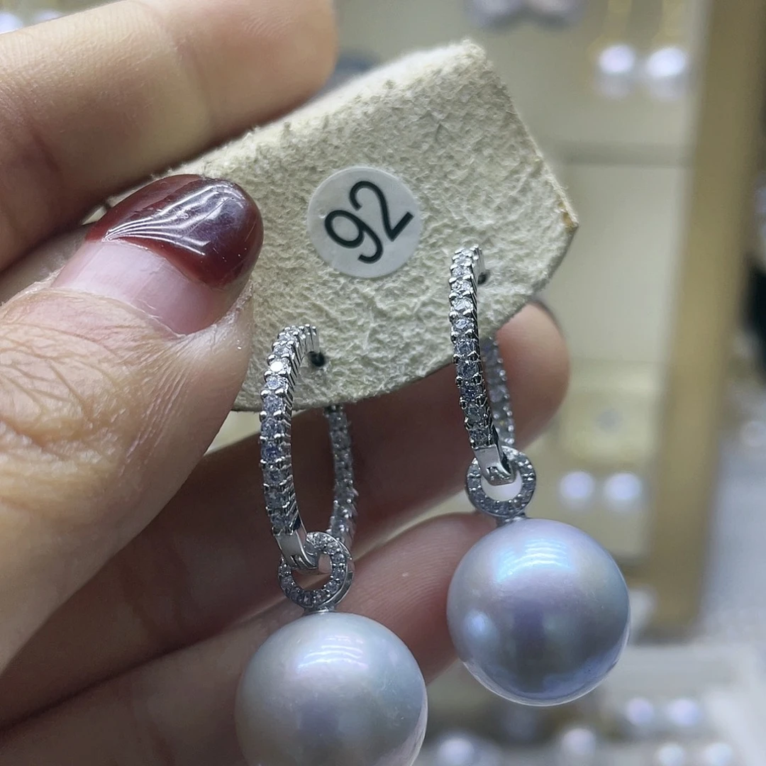 淡水珍珠耳饰银S925镶嵌
