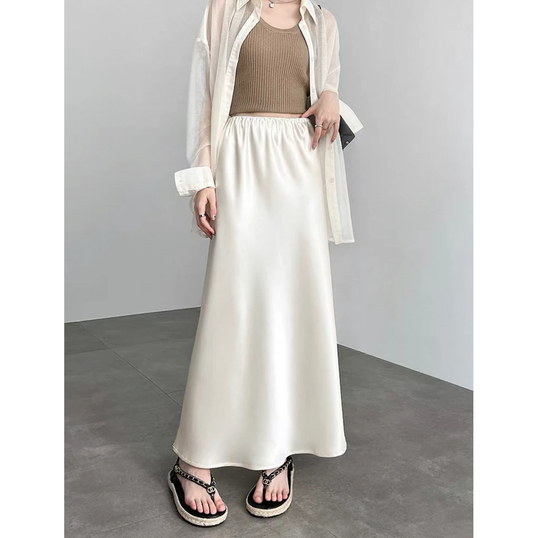 “浪漫星河”大码女装气质缎面半身裙女夏季显瘦遮跨中长裙HZ199播