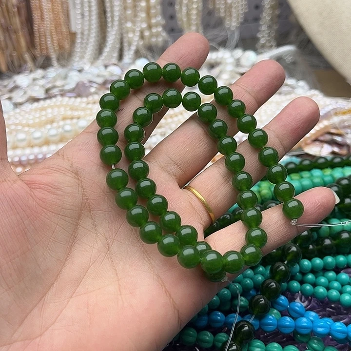 玛瑙/玉髓未镶嵌珠宝半成品8mm碧玉