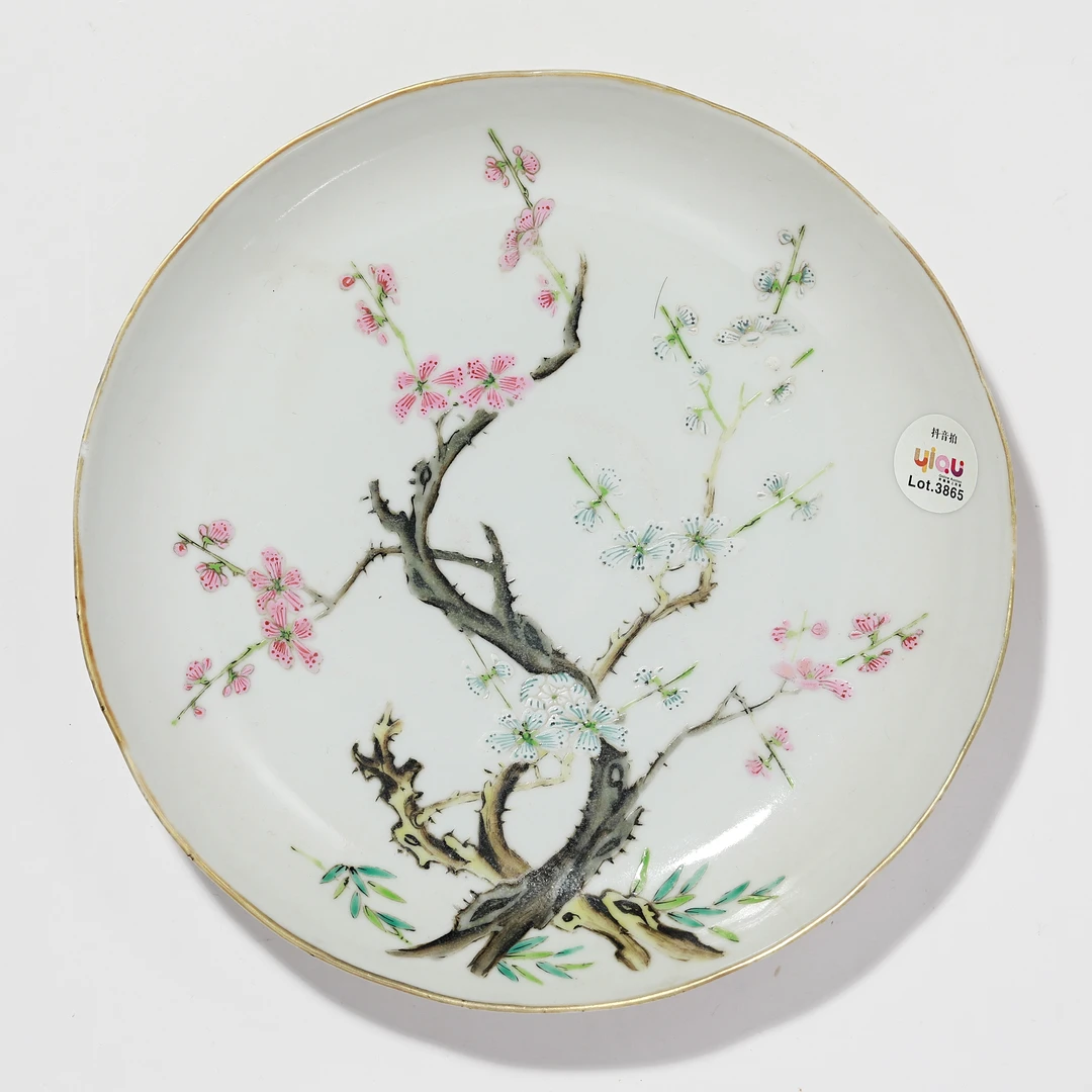 3865清晚期·粉彩梅花纹盘【古董拍卖】