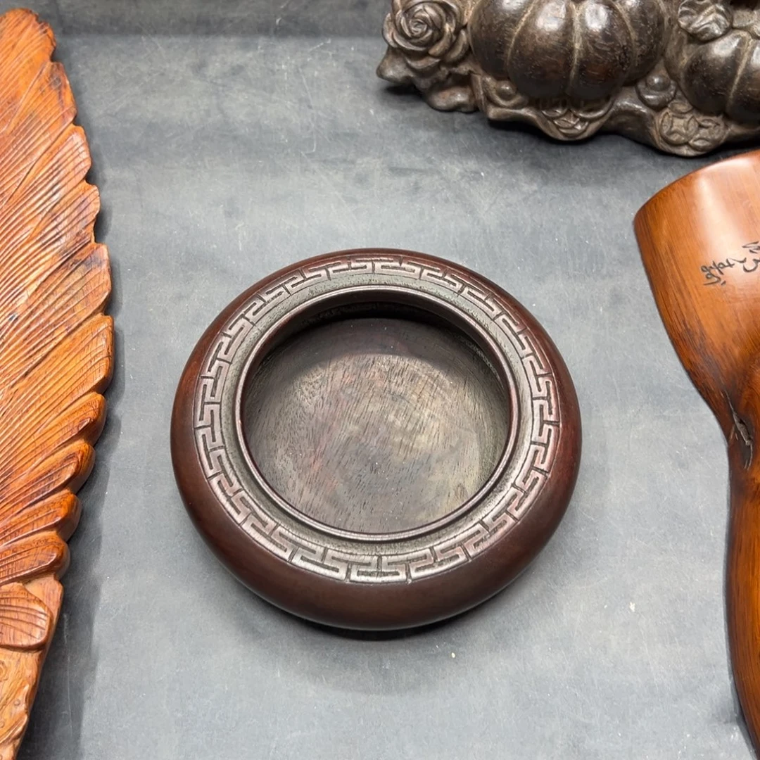 善***永紫檀木笔洗手工雕刻