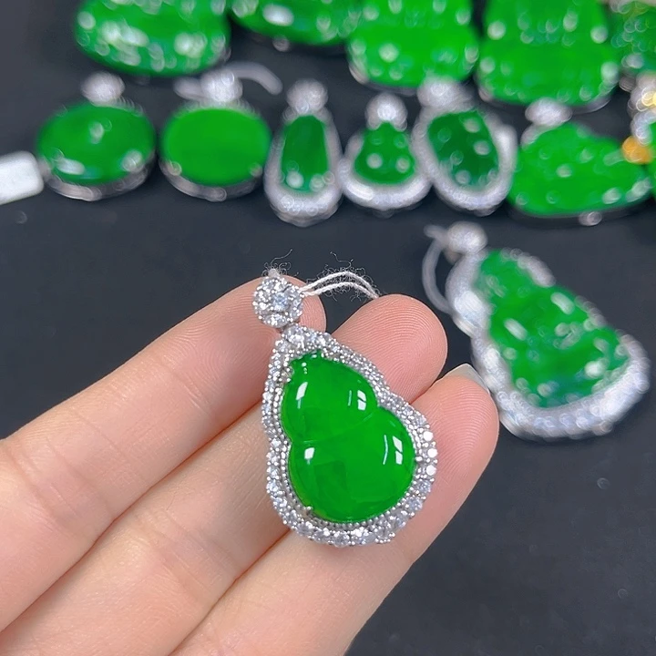 翡翠银S925镶嵌吊坠(不含链)