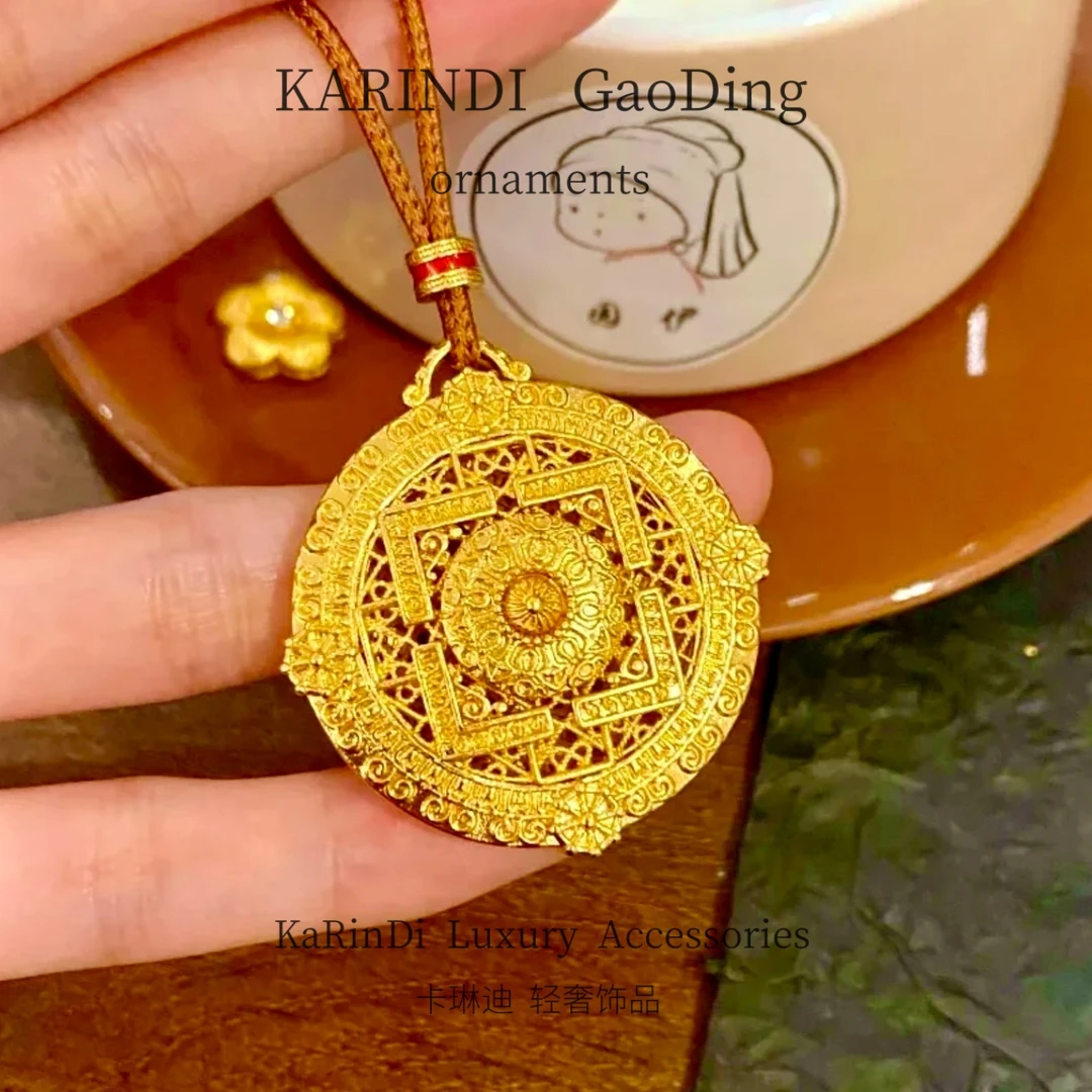 非金属布艺项链 新中式藏韵心本妙莲罗盘项链