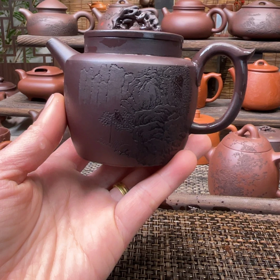 紫砂茶壶宜兴原矿紫砂手工制170