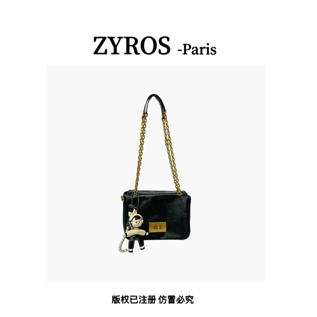 ZYROS/秋冬新款黑色高级感通勤简约时尚百搭单肩斜跨通勤包女Z465