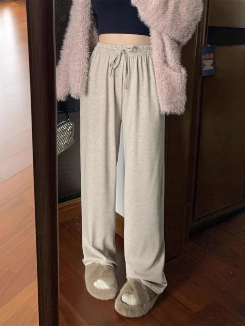 682慵懒风宽松休闲裤裤女春季直筒裤阔腿裤