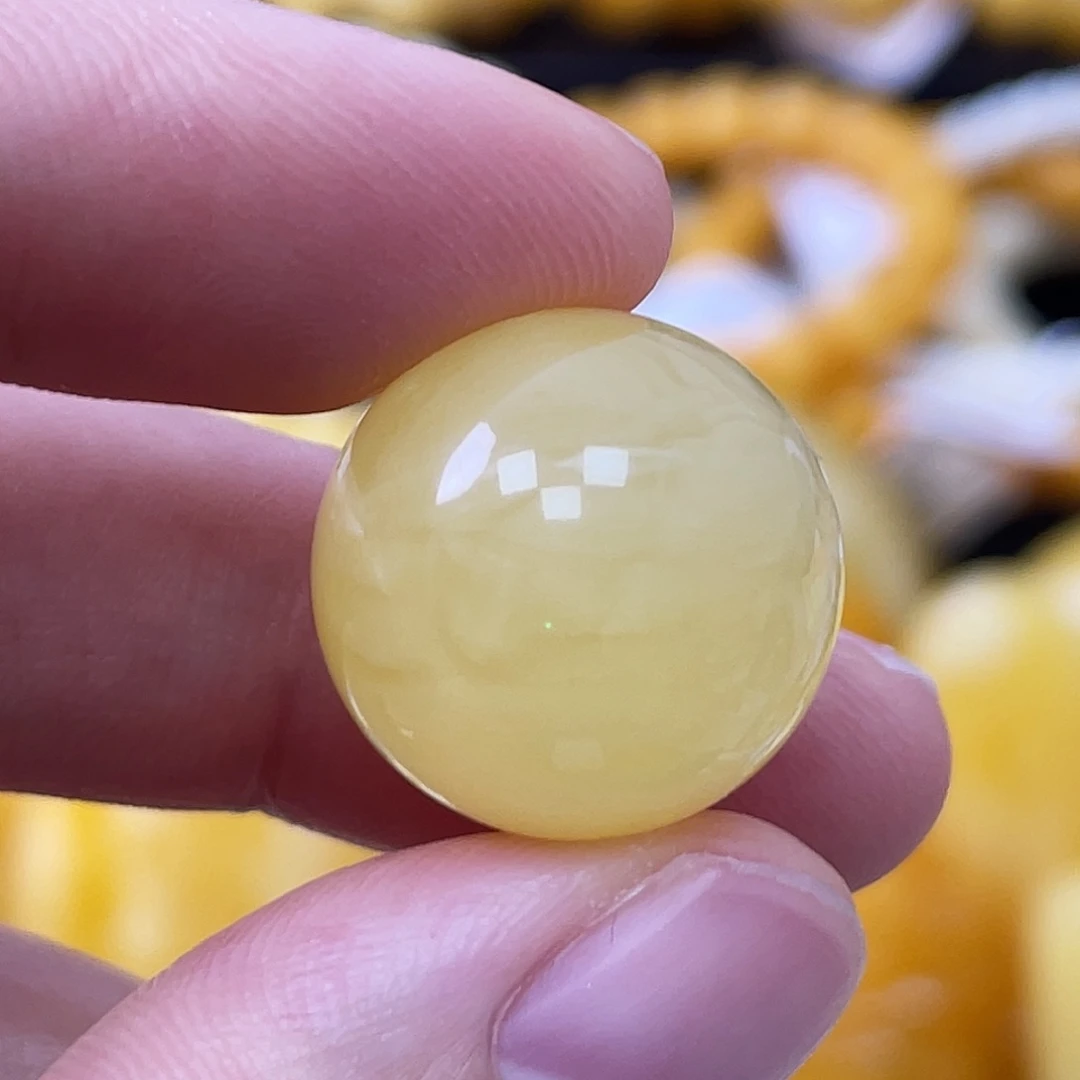 蜜蜡未镶嵌珠宝奇石17.3mm白花蜜 瑕福利