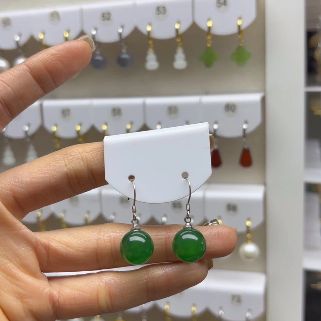 玛瑙/玉髓银S925镶嵌耳饰