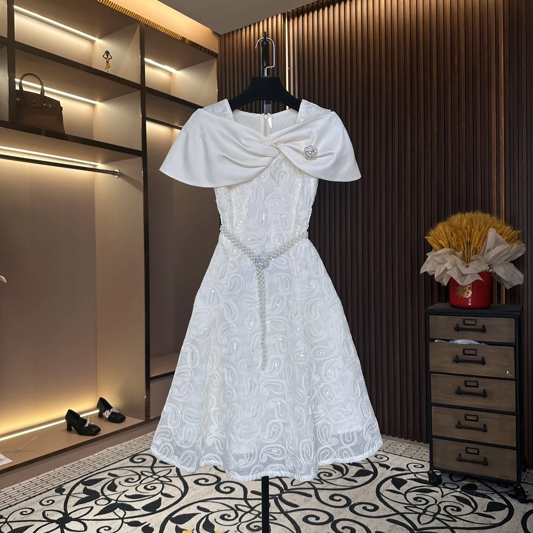 【温婉如玉】佳佳-86861轻奢设计师款优雅气质修身时尚收腰连衣裙