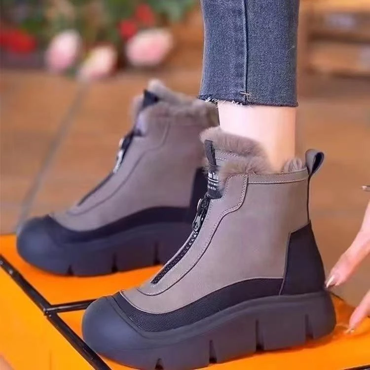 【反季清仓】春秋棉靴休闲风轻职风纯色圆头雪地靴民族风朋克风1