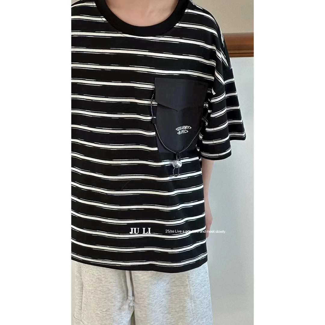 【Wolffy】口袋条纹短袖2597