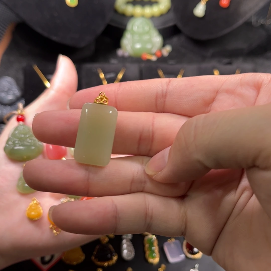 和田玉颈饰银S925镶嵌