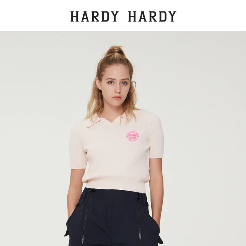 夏新款宽松翻领刺绣字母短袖针织T恤女T恤上衣