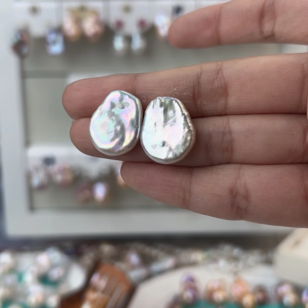 淡水珍珠耳饰银S925镶嵌