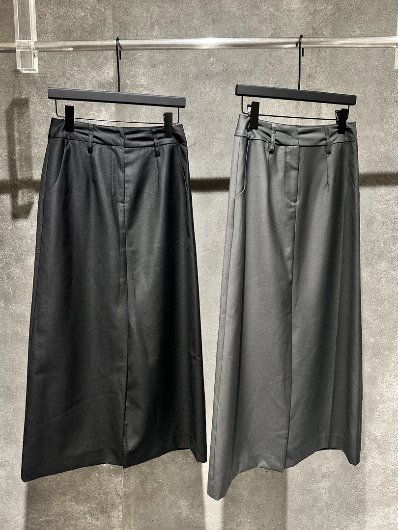 【Ann.G】I20301 25春秋极简北欧静奢老钱中长款高腰慵懒显瘦半裙