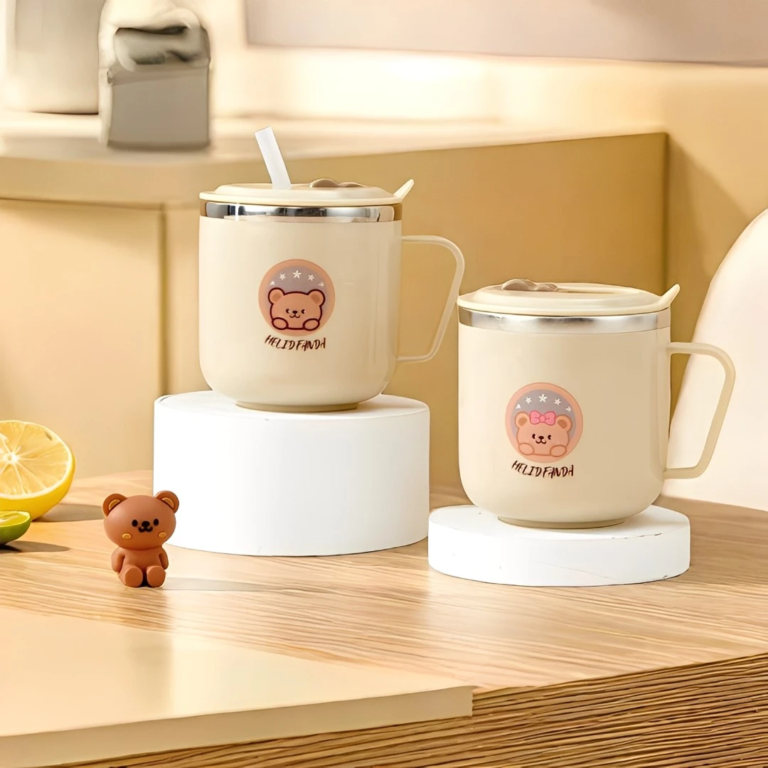 316不锈钢可爱宝宝卡通杯家用防摔防烫儿童水杯牛奶杯带盖食品级