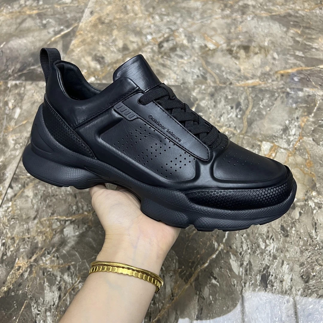 广州真皮男鞋2025新款轻奢时尚休闲皮鞋男士潮流百搭户外运动皮鞋