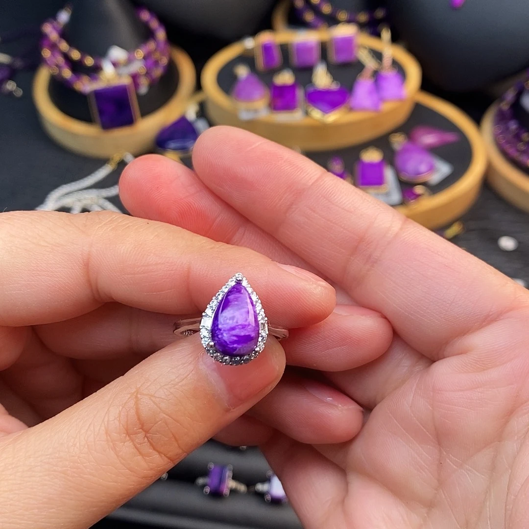 苏纪石（舒俱来）银S925镶嵌耳饰