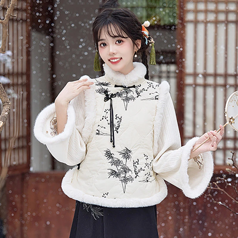 新中式国风旗袍三件套汉元素改良日常当服裙女古典唐装马甲上衣冬