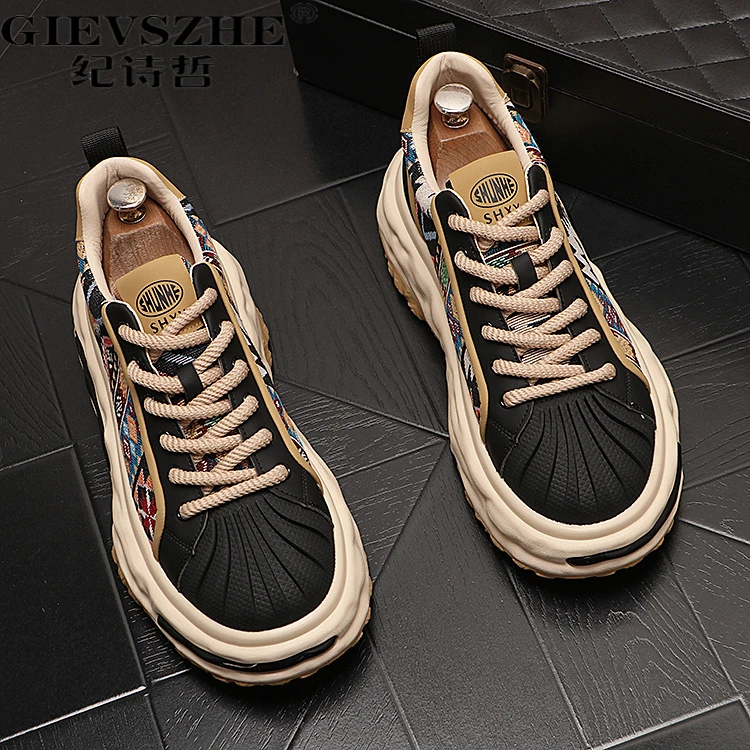 GIEVSZHE纪诗哲轻奢男鞋夏季新款厚底增高欧复古男款夏季厚底德训