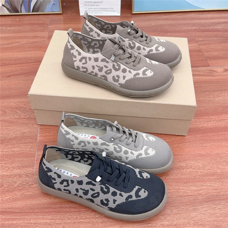 2025春季新款豹纹德训鞋软底防滑休闲女鞋轻便舒适透气老北京布鞋