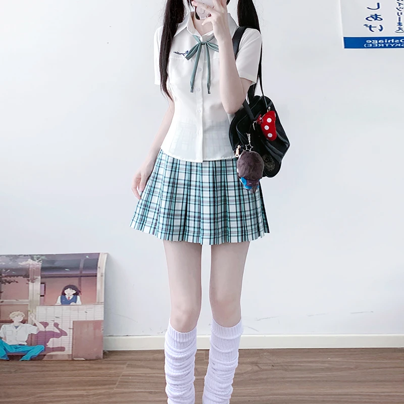 【小辞】原创正版jk衬衫女收腰显瘦T恤日系学院风校供JK短袖套装
