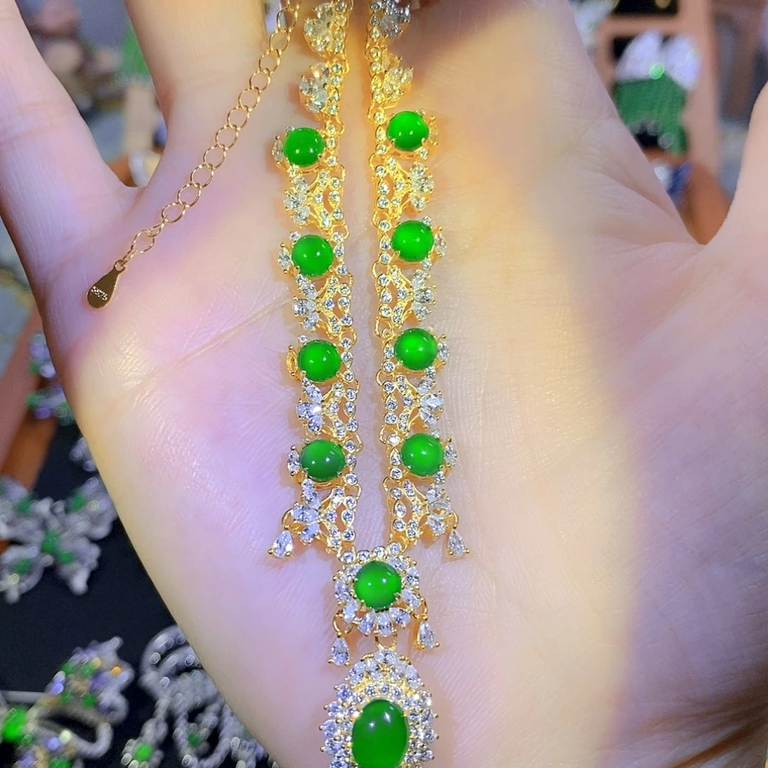 银S925镶嵌挂件翡翠