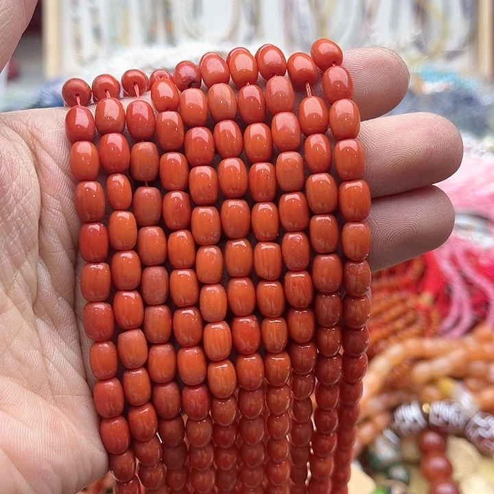 玛瑙/玉髓珠宝半成品未镶嵌一条6mm左右精灵桶珠